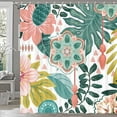 thumbnail image 2 of Abstract Boho Floral Botanical Shower Curtain, Bohemian Mid Century Morden Teal Decor Bathroom Curtains, Waterproof Fabric Shower Curtains Set with Hooks 72X84, 2 of 6