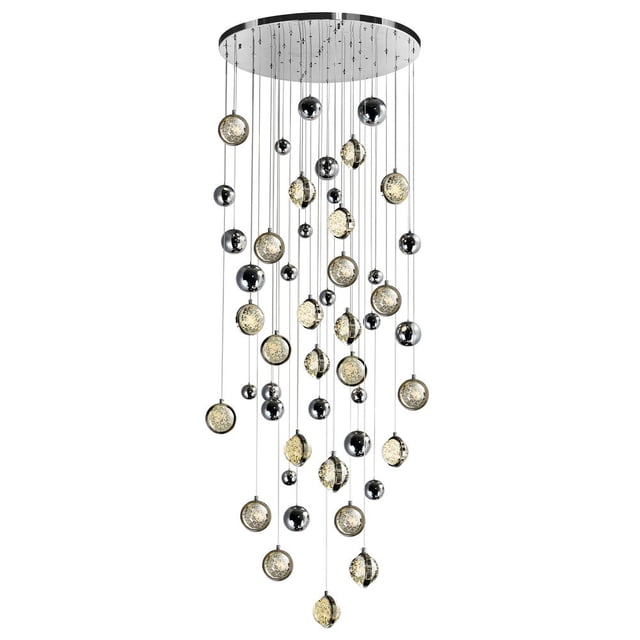 CWI Lighting Salvador 32 in LED Integrated Polished Nickel Chandelier