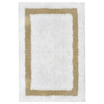 Simply Vera Wang Signature Plush Cotton Bath Rug, White with Beige Border 21x34