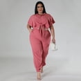 thumbnail image 3 of AURA Women Plus Size Two Piece Outfit Casual Knot Top Pants Set Summer Fashion, 3 of 7