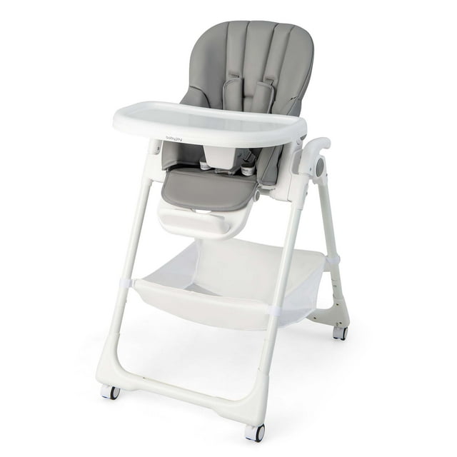 Chaise Haute pour Bébé Convertible Chaise de Salle à Manger pour Nourrisson Hauteur et Dossier Réglables Gris