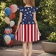 thumbnail image 4 of MKOSPLRT Patriotic Girls' Ruffled Dress 3-14 Years Flying Sleeve Stars Striped Midi Dress Summer Casual Independence Day Party Dresses, 4 of 6