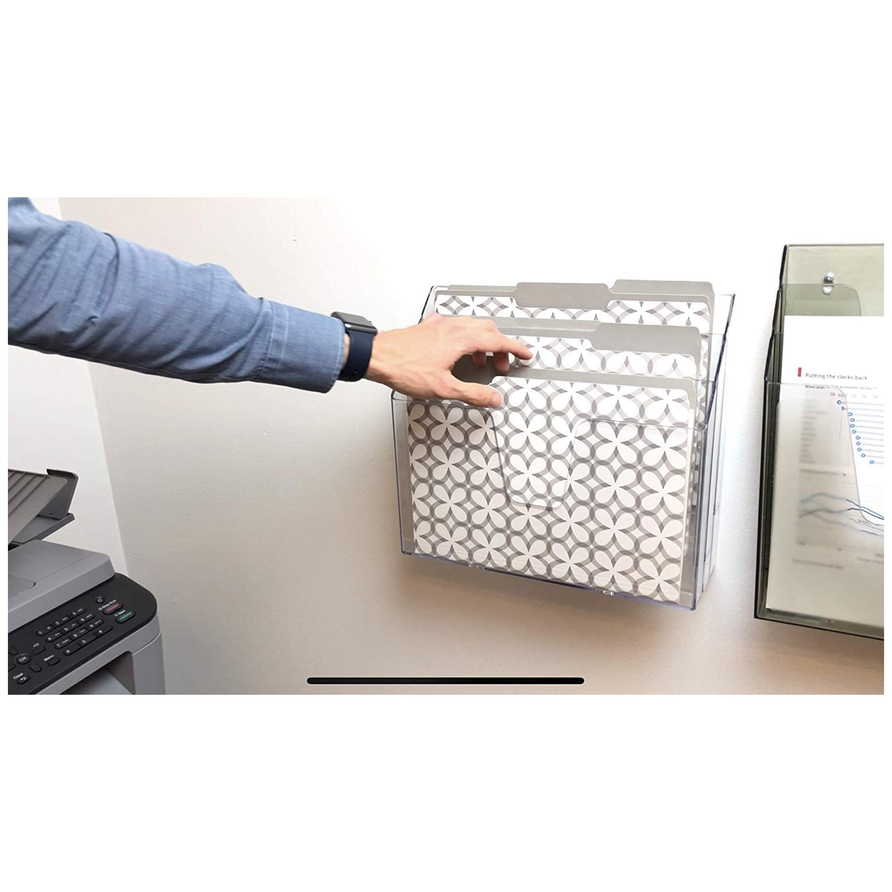 Acrimet Plastic 3 Slots Letter Size File Organizer, Clear Crystal