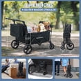 thumbnail image 5 of Lilypelle 4 Seater Stroller Wagon, Quad Stroller Wagon for 4 Kids, Push Pull Collapsible Toddler Wagon Stroller with Canopy, Convertible Seats, 5-Point Harnesses, Snake Tray, 5 of 7
