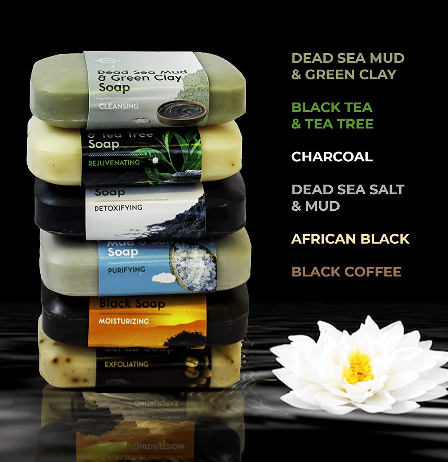 O Naturals 6-Piece Black Bar Soap Collection. 100% Natural. Organic Ingredients. Helps Acne, Helps Skin Moisturizes, Deep Cleanse, Vegan 4oz - image 4 of 7