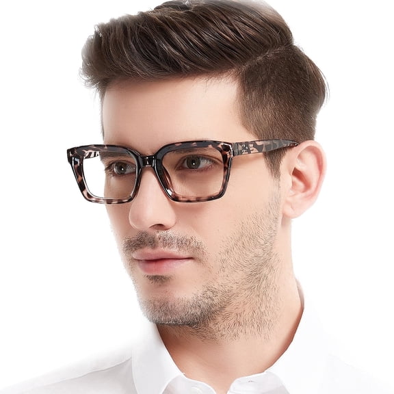 MARE AZZURO Men Reading Glasses Large Square Retro Readers (Tortoise, 1.75)
