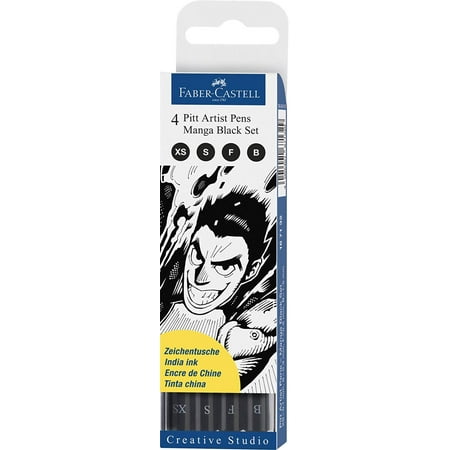 Faber-Castel 167132 PITT Artist Manga Drawing Pens, Black, 4-PackIt is an imported item By Faber Castell