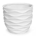 thumbnail image 2 of LuxenHome 11.6-Inch H White MgO Waves Design Round Planter, 2 of 7