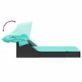 thumbnail image 4 of vidaXL Double Sun Lounger with Canopy and Cushions Black Poly Rattan, 4 of 5