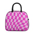 thumbnail image 2 of Pink Wavy Checkered Pattern Insulated Leakproof Lunch Box for Work, Lunch Bag for Women Men, Loncheras Para Mujer for Beach Travel Picnic Camping, 2 of 6