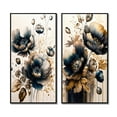 thumbnail image 2 of Designart "Poppy Flowers in Navy Blue and Gold I" Poppy Framed Wall Art Set Of 2 - Blue Floral Framed Canvas Set For Living Room Decor, 2 of 7