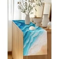 thumbnail image 5 of Ocean Waves Table Runner, Abstract Gradient Orange Teal Waves Beach Cotton Linen Kitchen Table Decoration Washable Dining Tabletop Runners for Home Party Decor 13x120 Inches, 5 of 9