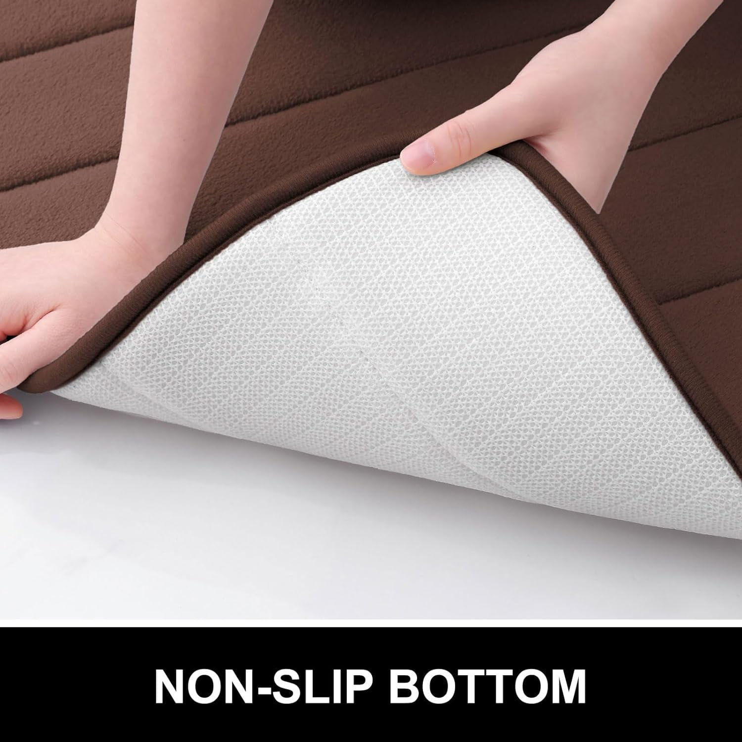 BAILU Memory Foam Bath Mat 24x16, Ultra Soft and Absorbent Bathroom Rugs, Non-Slip, Machine Wash Dry, Thick Bath Rug Carpet for Bathroom Floor, Sink and Shower, Brown