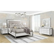 Michael Amini Marquee Modern Eastern King Panel Bed in Cloud White