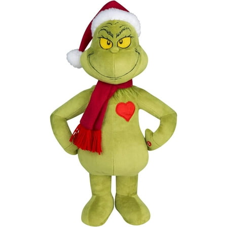 Gomind Grinch Plush Holiday Greeter with Light Up Heart, Christmas Gifts for Kids