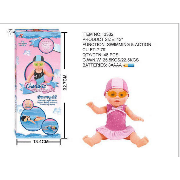Water Baby Doll, Waterproof Soft Cuddly Swimming Doll for Bathtub