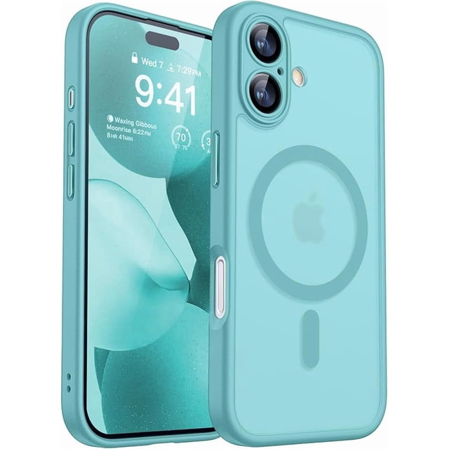 Funda Magnética Translúcida Mate Elegante para iPhone 17 – Verde Azulado