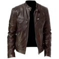 thumbnail image 1 of Chaqueta de motociclista de piel sintética para hombre con cremallera, 1 of 2