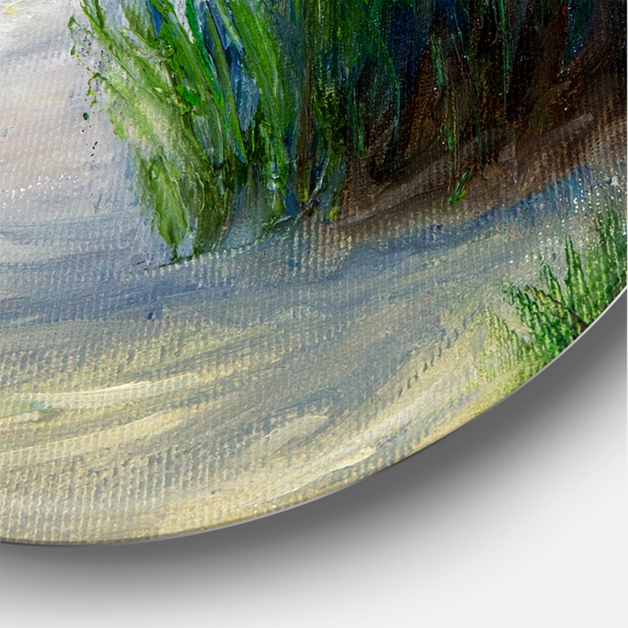 Designart 'Couple Sitting In Love By The Beach' Nautical & Coastal Circle Metal Wall Art 23x23 - Disc of 23