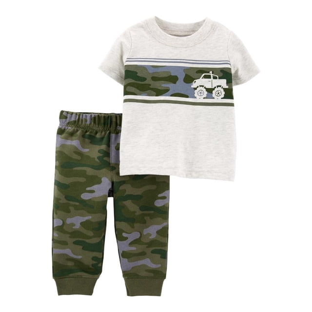 Set 2 Piezas Con Pants Carter's Niños 12M Estampado camuflajeado Blanco