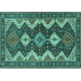 thumbnail image 1 of Ahgly Company Machine Washable Indoor Rectangle Persian Turquoise Blue Traditional Area Rugs, 8' x 12', 1 of 4
