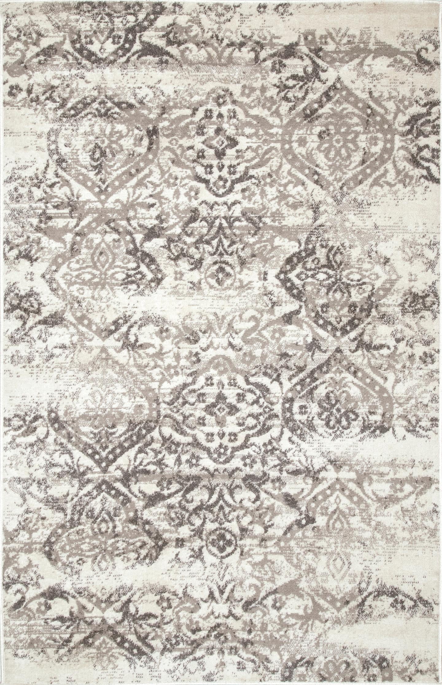 nuLOOM Freja Faded Floral Grey 8' Vintage Round Rug