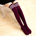 thumbnail image 1 of Medias Medias de tubo largo con rayas de tres barras Calcetines por encima de la rodilla Estilo académico Danza escénica Calcetines de algodón para mujer, 1 of 6
