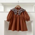 thumbnail image 1 of Korean Sisters Dress Spring Autumn Baby Girls Retro Bodysuit Girls' Floral Big Lapel Puff Sleeve Dress Cute Toddler One Piece, 1 of 6