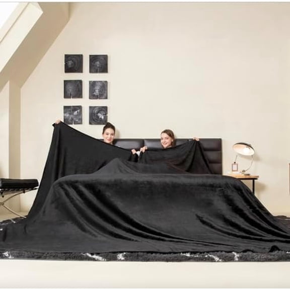 Oversized King Fleece Blanket 120x138 inches, Soft Cozy Warm Giant Extra Large 10'x11.5' Blanket for Bed, Sofa, Couch,Travel, Camping, California Huge Flannel Big Throw Blanket, Black