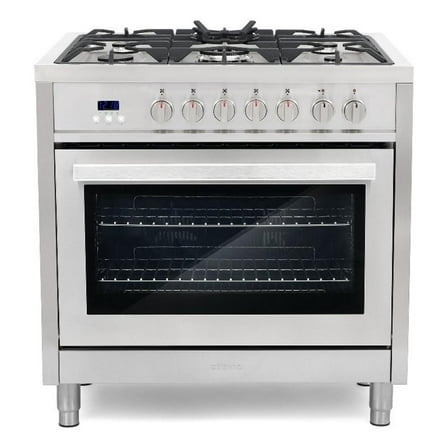 Pemberly Row 36 in. Stainless Steel Dual Fuel Range with Convection Oven
