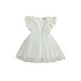thumbnail image 1 of xiaxaixu Robes de Fille Enfants, Manches Courtes Col Rond Dentelle Florale Tulle Princesse une-Doublée Robe de Taille Haute, 1 of 9