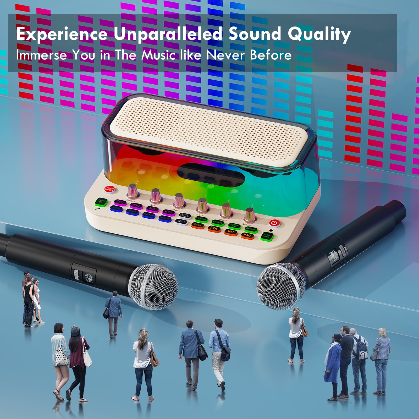 JYX Karaoke Machine for Kids Adults, Portable Retro Bluetooth Speaker with Microphone, DJ Lights, Funny Sound Effects, OTG/PC