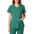thumbnail image 5 of Hearthz Fitted Scrub Tops Women Stretchy V Neck Short Sleeve Women's Nurse Uniform with Pocket Green Top Scrubs for Women, 5 of 5