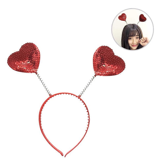 Sequin Hair Band for Women Love Shaped Headband 5Pcs Red Fabric