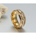 thumbnail image 2 of Punk Vintage Jewelry Two Rows CZ Stone Wedding 14K Yellow Gold Ring for Man Woman, 2 of 9