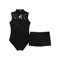 thumbnail image 4 of Hansber Kids Girls Sleeveless Gymnastic Leotard Ballet Dance Tank Top and Booty Shorts Workout Suit Black 3XL, 4 of 6