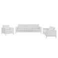 thumbnail image 2 of Modway Loft 3-Piece Modern Tufted Upholstered Faux Leather Sofa Set in White, 2 of 9