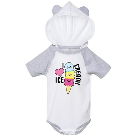 

Inktastic I Love Ice Cream with Cute Ice Cream Cone Gift Baby Boy or Baby Girl Bodysuit