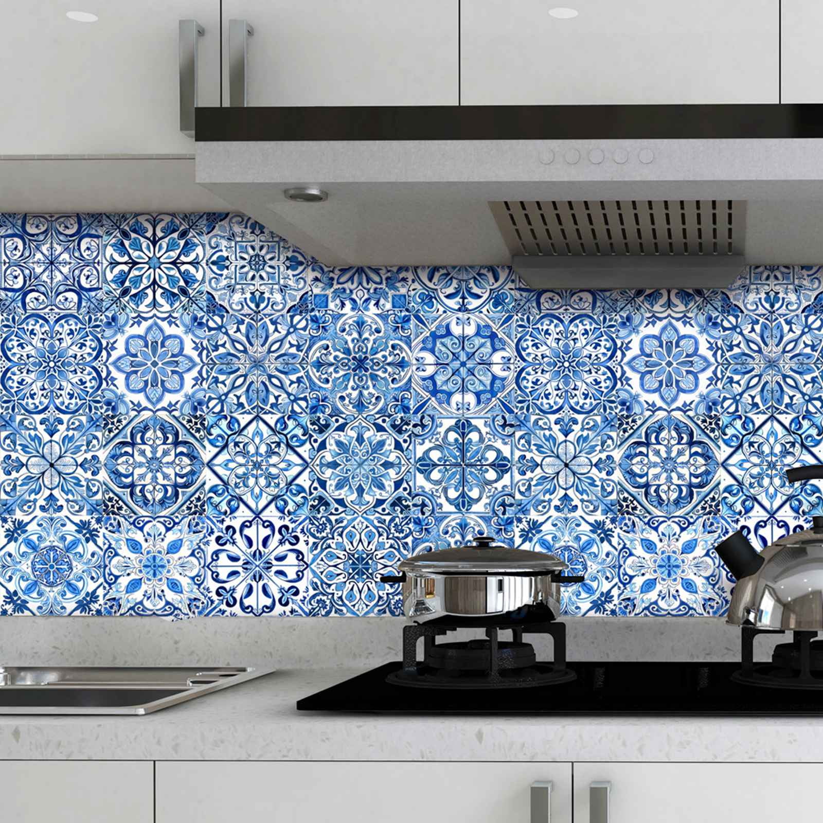 24 Moroccan Grey Tile Stickers Decals Vinyl Waterproof Self - View #2