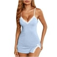 thumbnail image 2 of Levmjia Womens Lingerie Exotic Sets Comfortable Cotten Sling Dress Lace V-Neck Underwear Sets Nightdress, 2 of 4