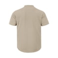 thumbnail image 6 of Rggeeun Mens T-Shirts Solid Color Short Sleeve V Neck With Front Buttons & Pocket Trim Pleated Loose Fit For Summer Streetwear Stretchy Tops,Khaki,Xl, 6 of 8