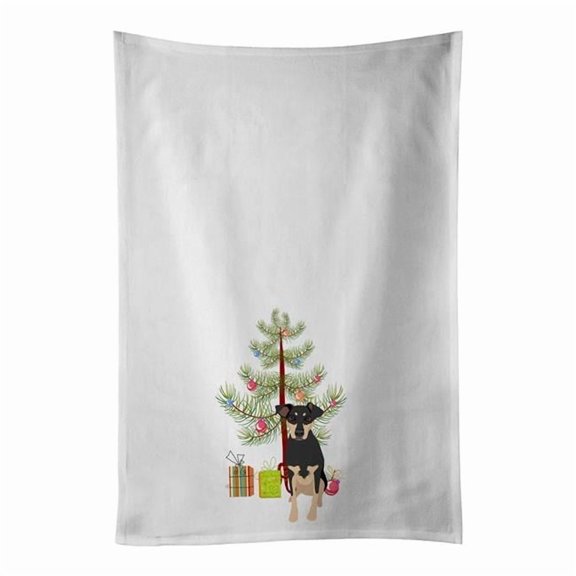 Carolines Treasures WDK3143WTKT 28 x 19 in. Unisex Rottweiler Black & Tan No.3 Christmas White Dish Towels Kitchen Towel - Set of 2