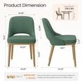 thumbnail image 3 of EOP Modern Dining Chairs Set of 4, Upholstered Dining Side Chairs with Solid Rubber Wood Legs, Open Back Design, Kitchen Dining Room Living Room Chairs with Curved Back, Green, 3 of 11