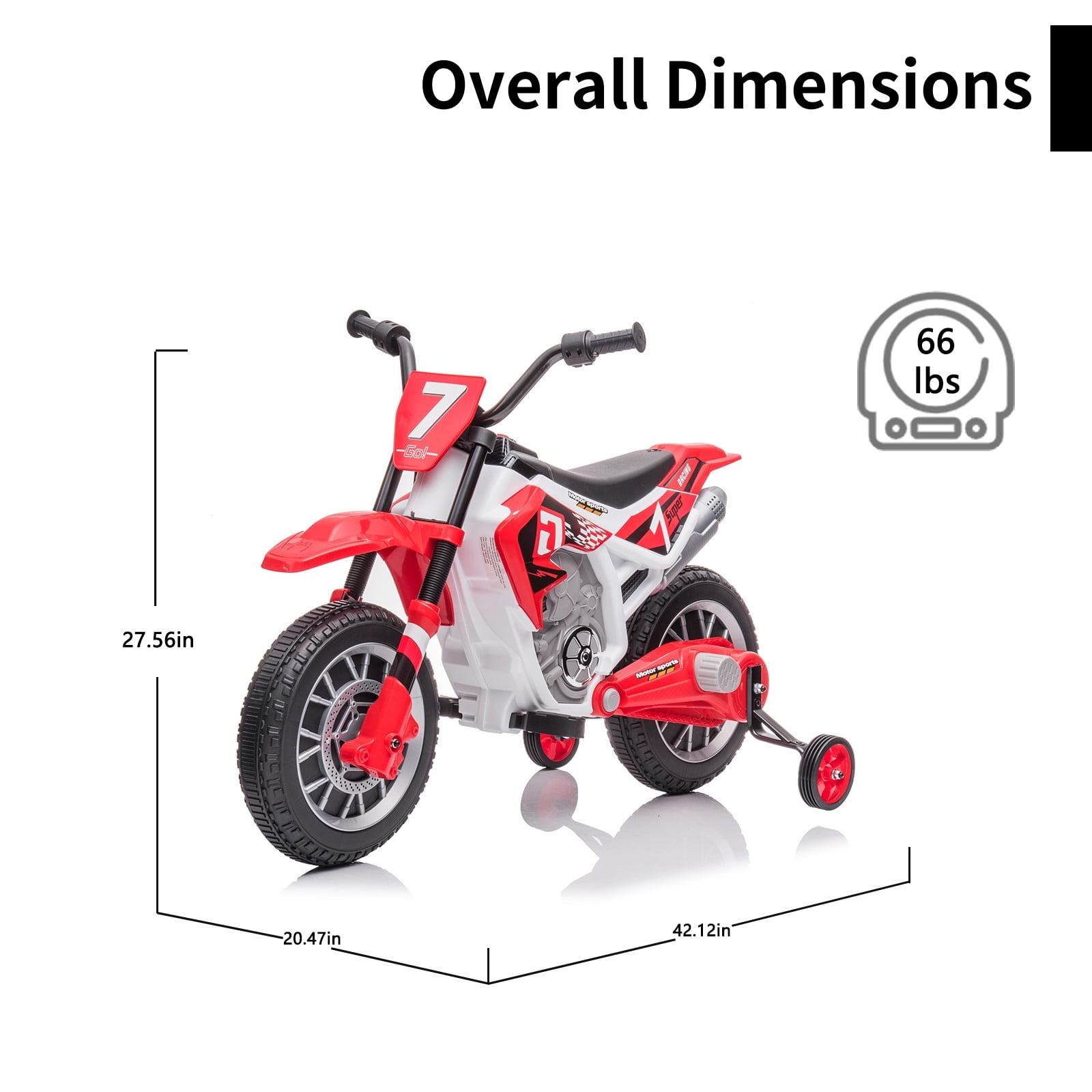 LUIBAS 12V Kids Ride On Electric Motorcycle, Battery Powered Electric Dirt Bike, Off-Road Street Bike Ride on Car with Training Wheels, Spring Suspension, High/Low Speeds, Built-in Music, Red