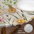 thumbnail image 3 of Wildflowers Round Tablecloth, Fitted Table Cover with Elastic for 45"-54" Round Tables, Spring Vintage Tulip Butterfly Floral Leaf Table Cloth Outdoor Indoor Dinning Party Waterproof Tablecloths, 3 of 7
