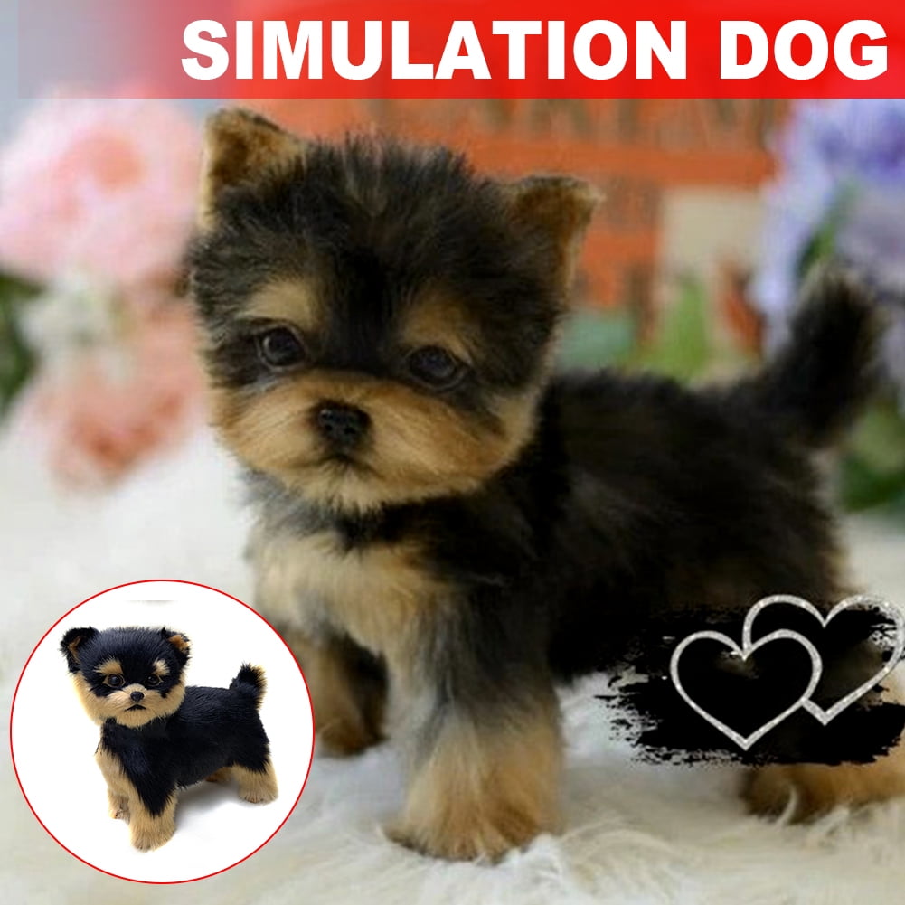 Super Yorkie Dog Simulation Toy Dog Puppy Lifelike Stuffed Companion Toy Pet 