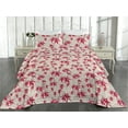 thumbnail image 2 of Ambesonne Maple Leaves Quilted Bedspread Set 3 Pcs, Canadian Leaf Pattern, Twin, Hot Pink Dark Coral, 2 of 4