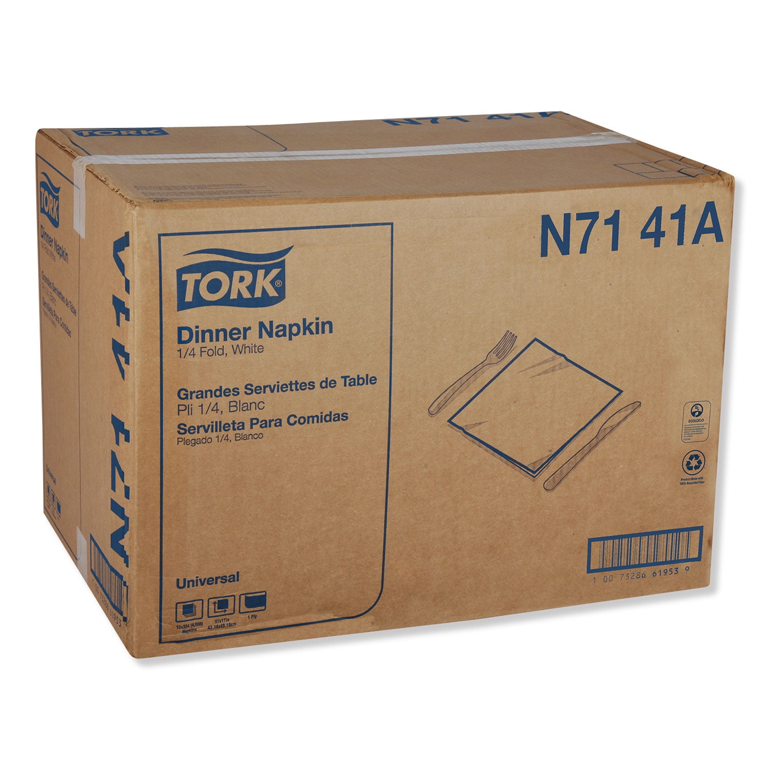 Tork Universal 1-Ply White 1/4 Fold Dinner Napkin 17 x 17 - 4008/Case