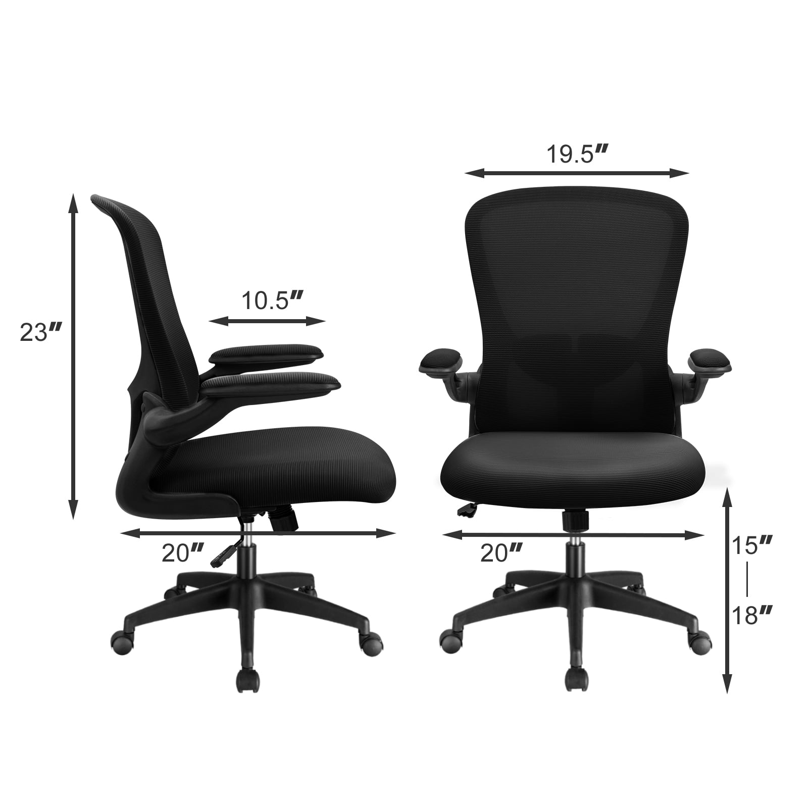 Lacoo Office Gray Mid Back Swivel Lumbar Support Desk, Computer Ergonomic Mesh Chair with Armrest T-OCNC7504