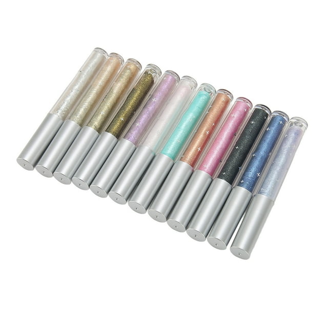 Liquid Eyeshadow Set, Easy Cleaning Glitter Liquid Eyeshadow Set Long Lasting Lightweight Quick Drying 12PCS for Eye Makeup Kits